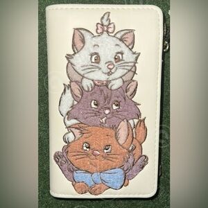 NWT Loungefly Disney Aristocats stacked chenille pattern flap wallet